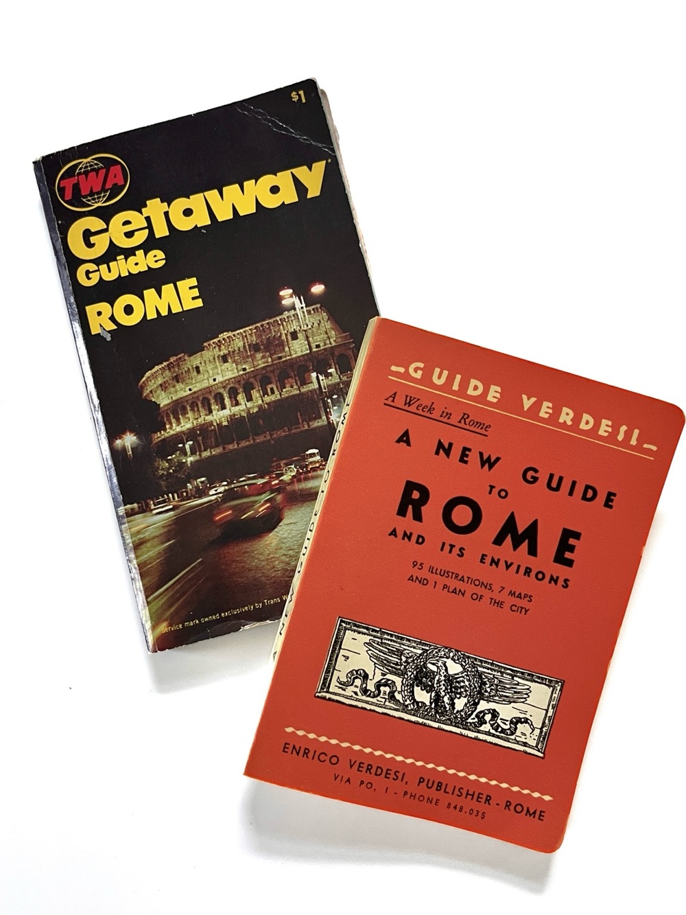 Vintage Italian Paperback Travel Guides Mid Century Lot of 2 Rome Baby Boomer